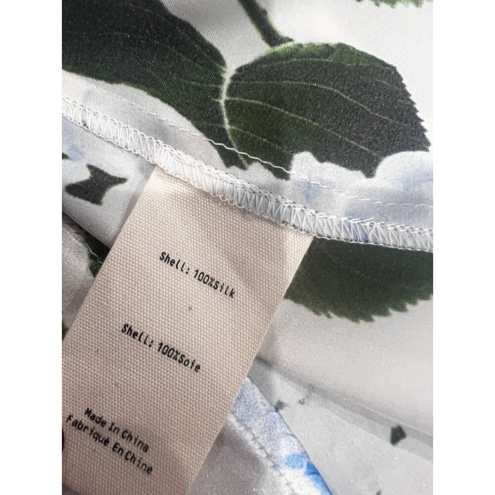 L'Agence DANI SILK IVORY/LIGHT BLUE HYDRANGEA BLOUSE TOP SIZE XS - Picture 9 of 10